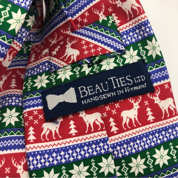 Christmas Deer Reindeer Ugly Festive Holiday Neck Tie - Picture 5 of 5